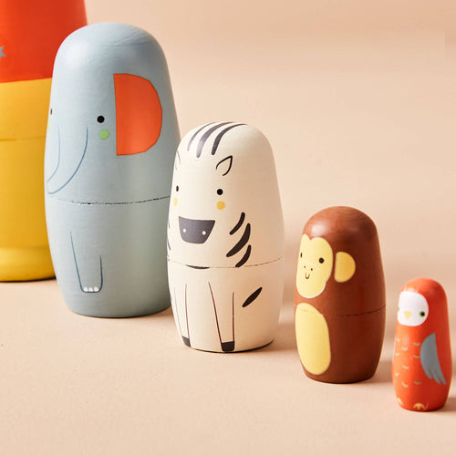 Safari Animal Wooden Nesting Dolls