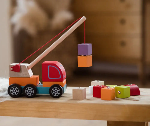 Wooden Crane Truck Colourful