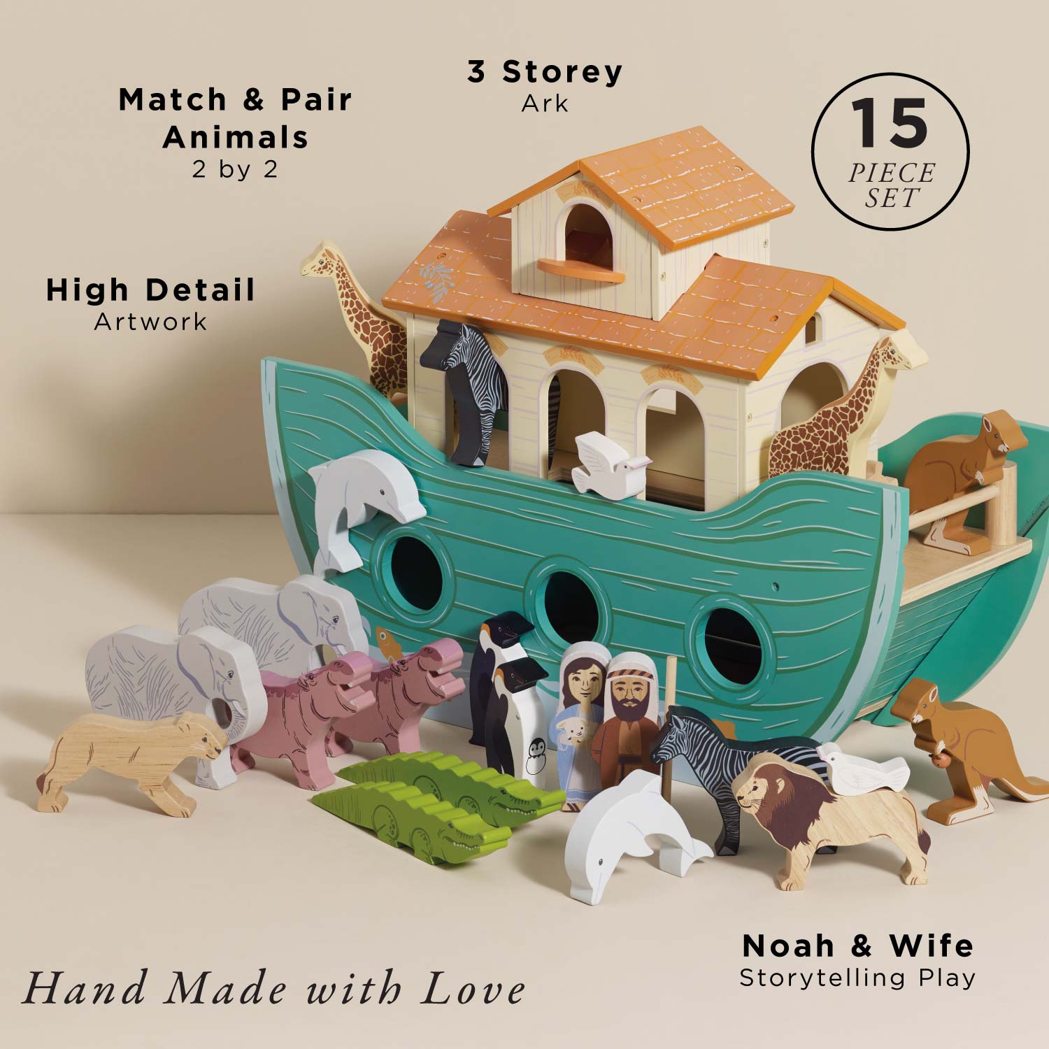 Noah's Great Wooden Ark & Animals – TollersToys