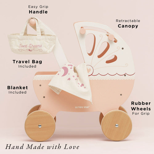 Retro Wooden Doll Pram
