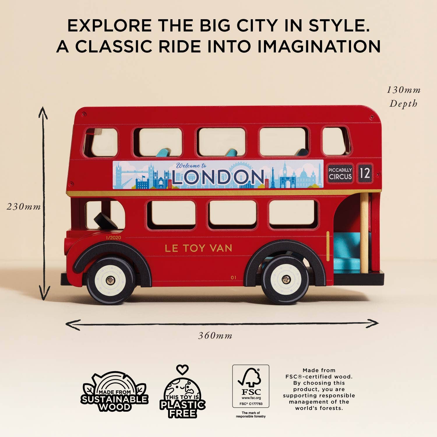 Classic Wooden London Bus Toy | Tollers – TollersToys