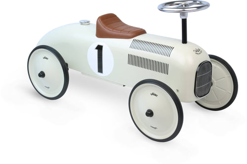 Vilac Classic British Racing White Metal Ride-On Car